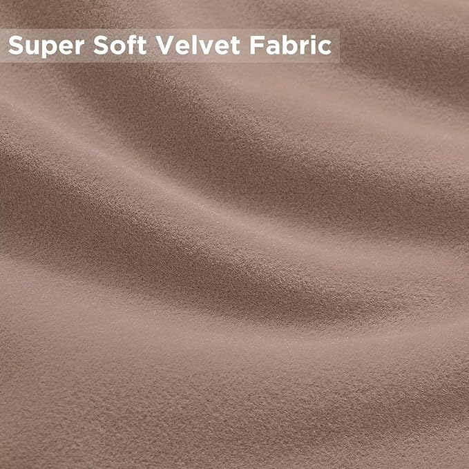 Joydeco Velvet Curtains Rose Beige Blackout Curtains Thermal Insulated 84 - Image 5