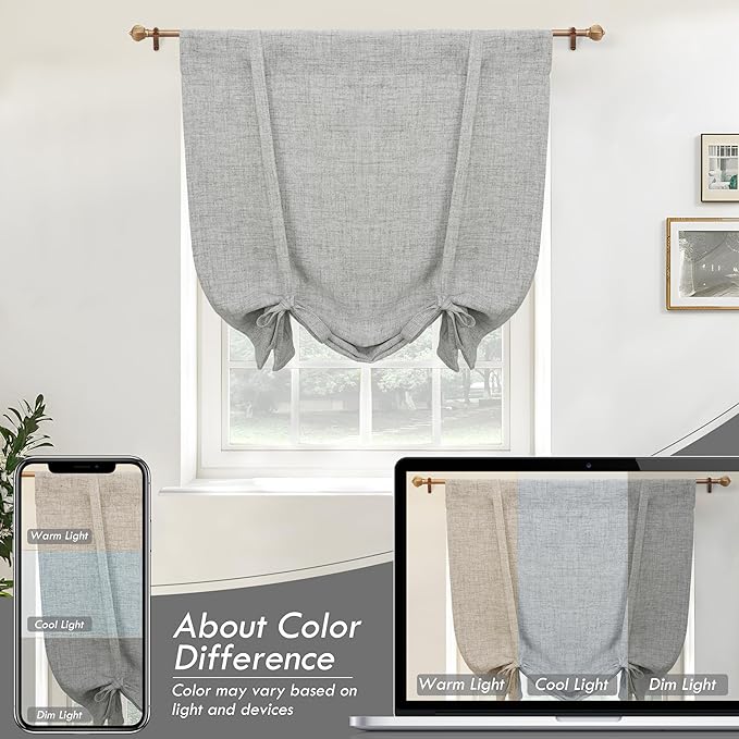 DriftAway Double Layer Linen Blackout Tie Up Curtains Thermal Insulated Fully - Image 8