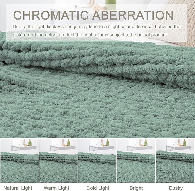 Chunky Knit Throw Blanket 50"X 60", 100% Handmade - Image 2