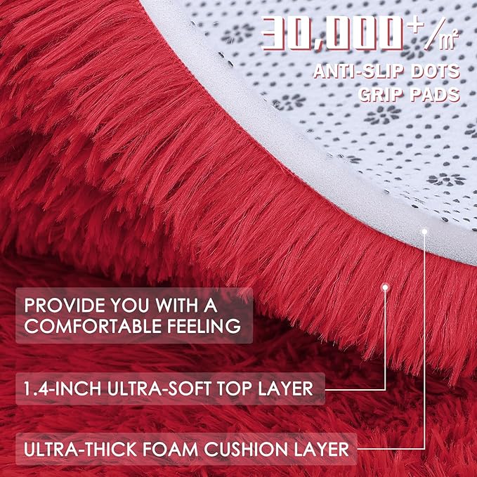 OLANLY Red Round Rugs for Bedroom - Image 6