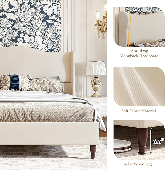 koorlian Full Size Bed Frame Upholstered Platform Bed - Image 6