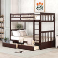 Merax Wood Bunk Bed with Drawers, Convertible Wood Bunk Bed with Ladders and by Merax