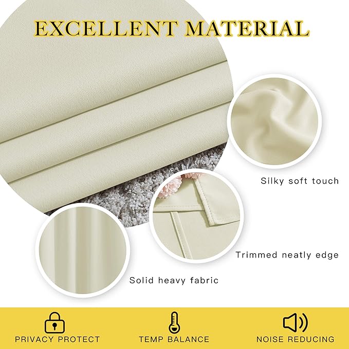 NICETOWN Blackout Beige Curtains and Drapes - Image 4