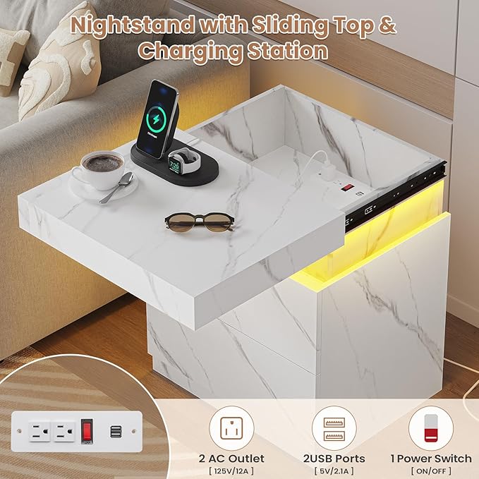 ADORNEVE Nightstand Set of 2, Night Stand - Image 3