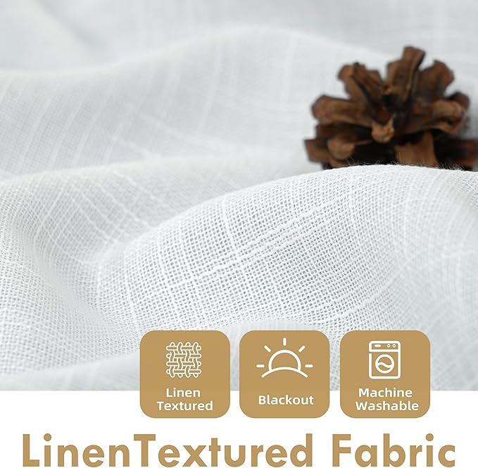 DriftAway Double Layer Linen Blackout Tie Up Curtains Thermal Insulated Fully - Image 4