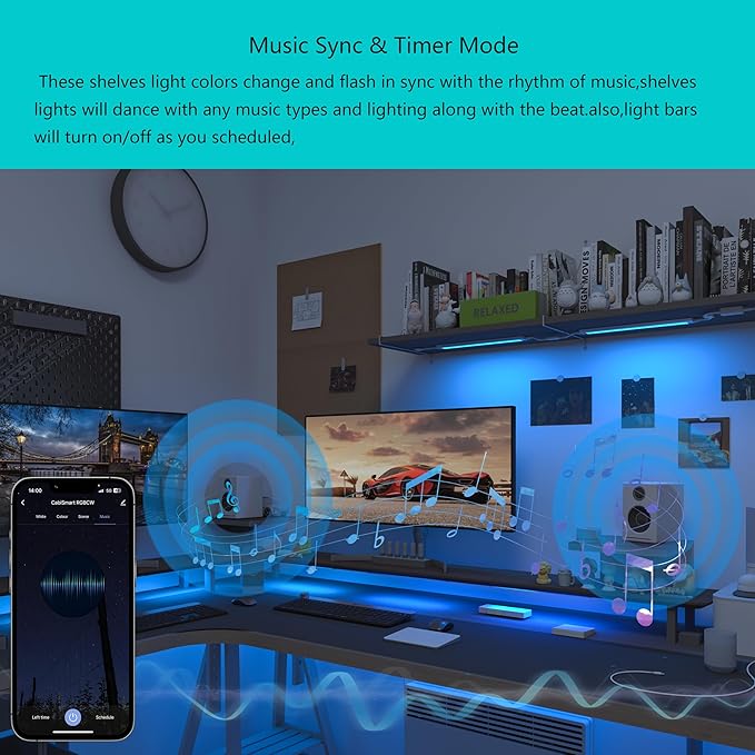 Smart Under Cabinet Lighting Strip Lights White & Color Changing Dimmable Work - Image 4
