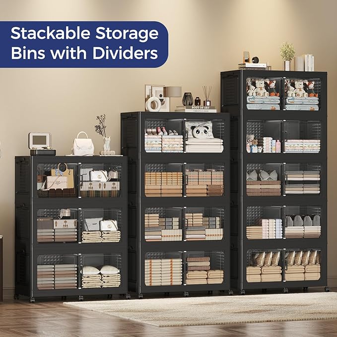 120GAL Storage Bins with Lid and Wheels, Stackable Closet Organizers and - Image 7