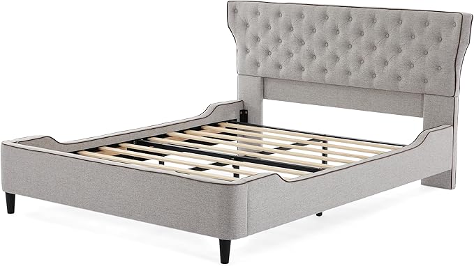 Christopher Knight Home Salus Linen Upholstered Queen Size Bed Frame - Image 6