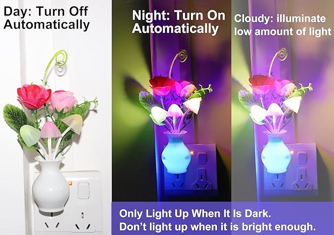 2Pack Plug in LED Night Light w/Auto Dusk to Dawn Sensor, AUSAYE 0.5W Energy - Image 4