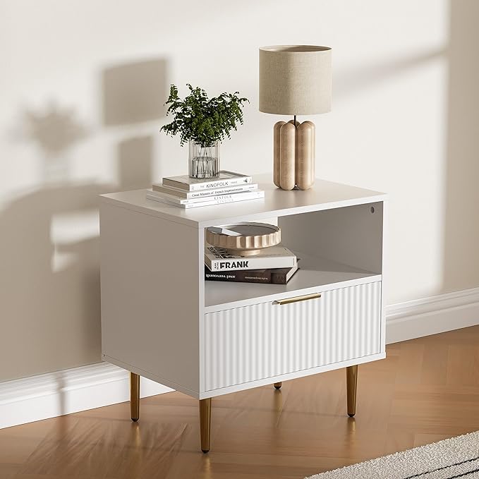 White Nightstand Set of 2, Modern Nightstand - Image 5