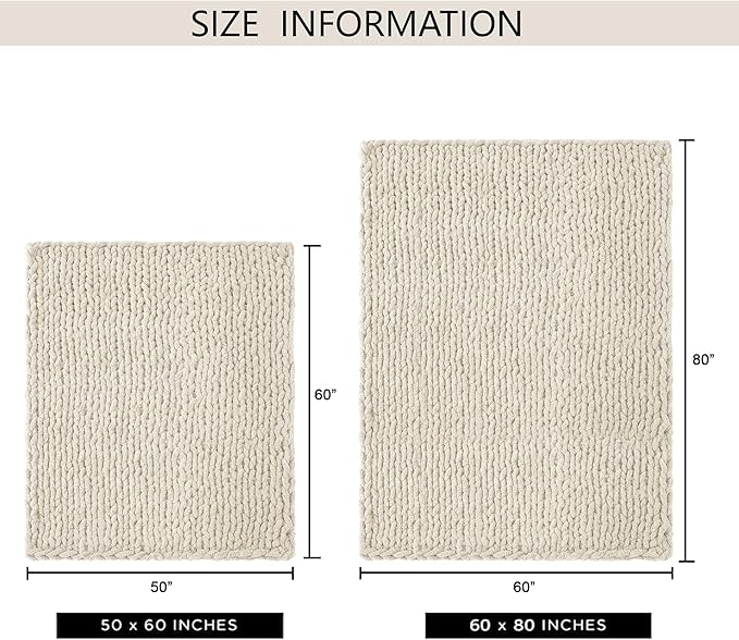 Chunky Knit Throw Blanket 50"X 60", 100% Handmade - Image 9