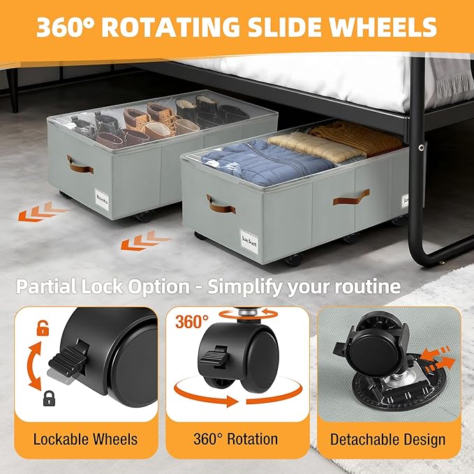 11 inch Under Bed Storage with Wheels, Foldable Under Bed Drawers - Image 4