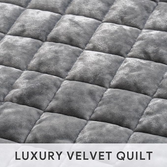 RECYCO Luxury Velvet Quilt Set King Size, Lightweight Velvet Comforter Set - Image 4