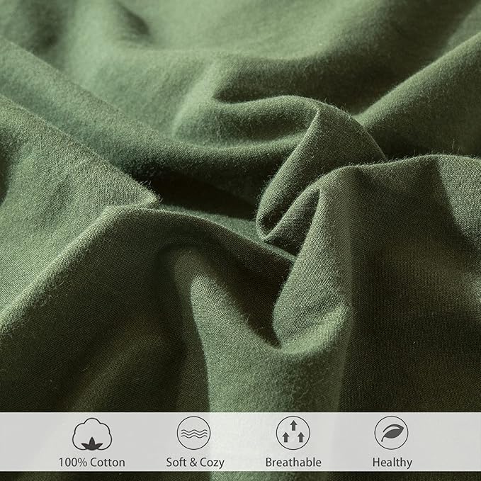 MooMee Fitted Bottom Sheet Only 100% Washed Cotton Linen Like Textured - Image 5