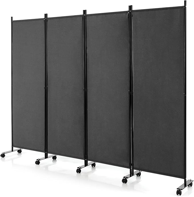 GOFLAME 4 Panel Folding Room Divider, 6FT Rolling Privacy Screen by GOFLAME