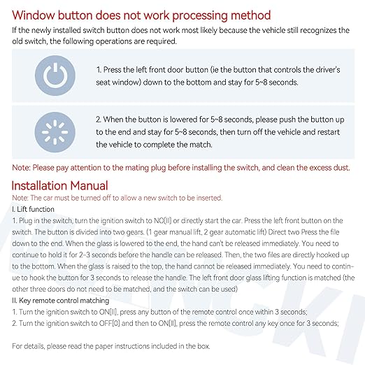 WUANGKI Power Window Master Control Switch | Front Driver Side | 9+3 Pins | - Image 6