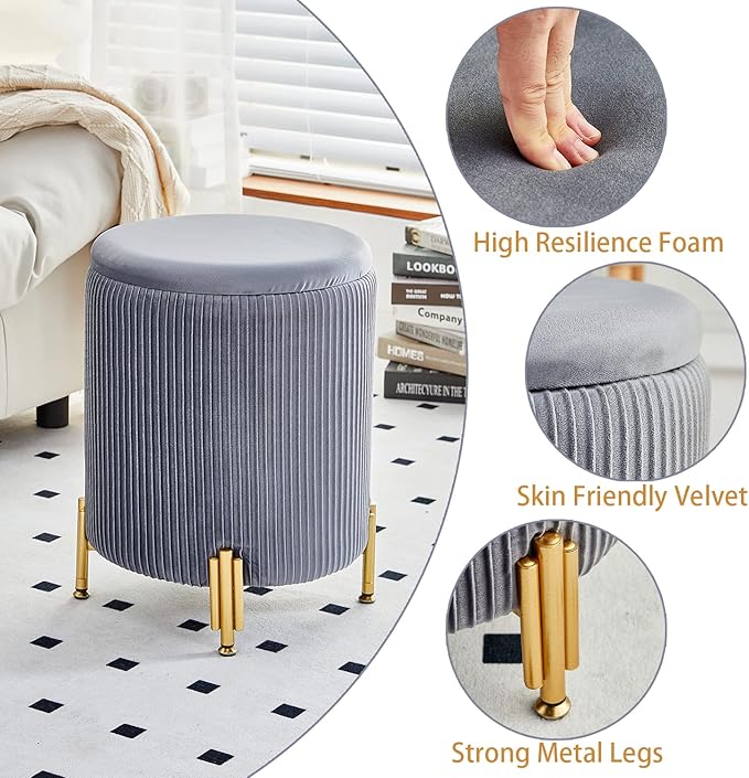 Mxfurhawa Round Ottoman Foot Stool - Image 7