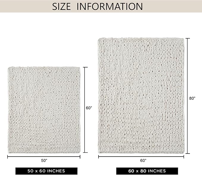 Chunky Knit Throw Blanket 60"X 80", 100% Handmade - Image 9