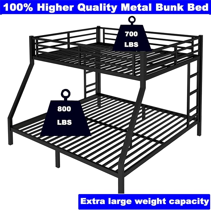 Upgraded Version Thickened Metal Heavy-Duty Queen Over King Bunk Bed, Best - Image 5