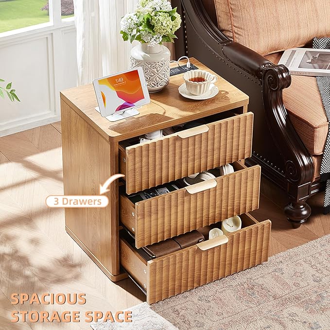 LEYAOYAO Fluted Farmhouse Nightstand Set of 2 - Image 5