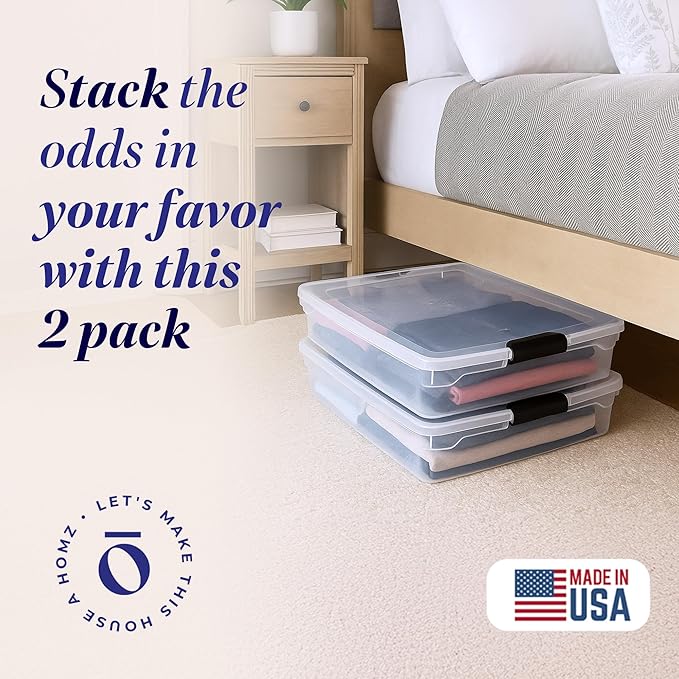 HOMZ 2-Pack Under Bed Storage, 56 Quart, and Towels - Image 2