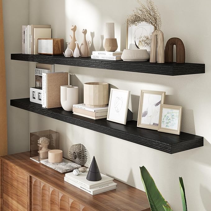 72 Inch Floating Shelves for Wall, 8 Inch Deep Floating Shelf for Storage & - Image 2