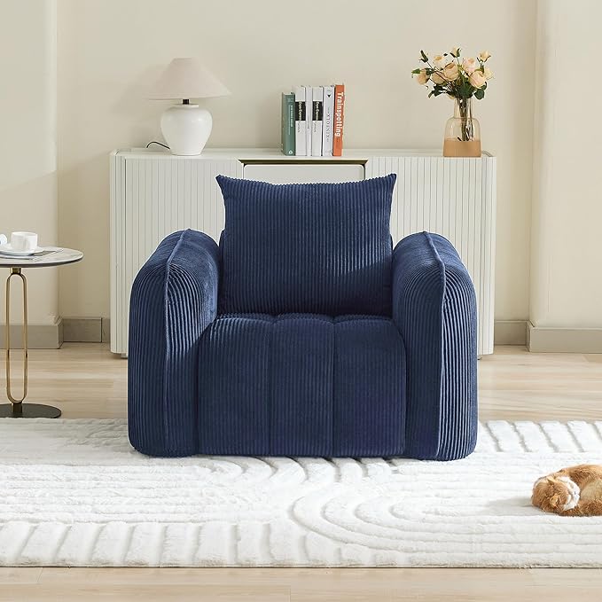 Oversized Boneless Corduroy Accent Chair, Comfy Deep Seat Armchair - Image 7