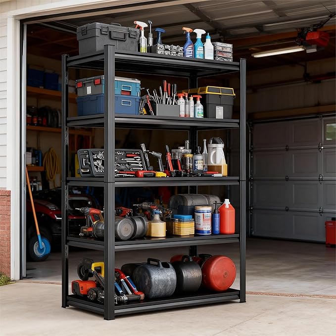 72''H Metal Garage Shelving Unit, 5-Tier Garage Storage Shelves Heavy - Image 8