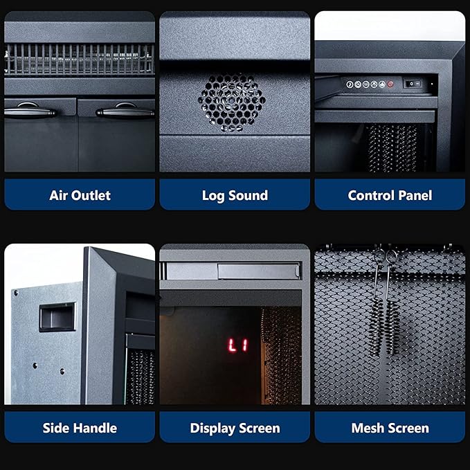 40“ Electric Fireplace Insert, 750W/1500W Fireplace Heater - Image 4
