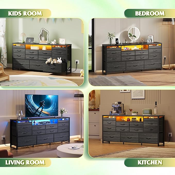 WLIVE Black TV Stand for 55, 65 inch TV, Entertainment Center - Image 6