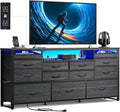 WLIVE Black TV Stand for 55, 65 inch TV, Entertainment Center by WLIVE