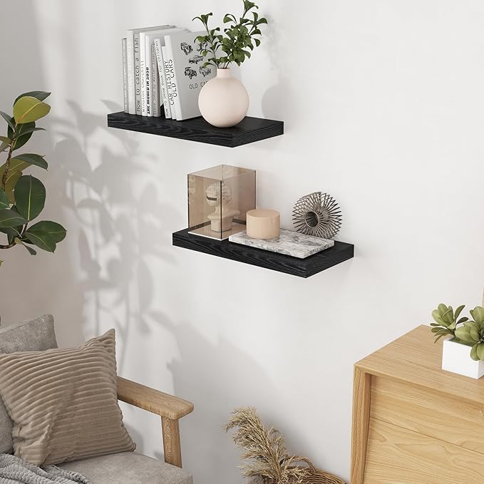 Floating Shelves 16 Inch Long, Wall-Mounted Bathroom Shelves Set of 2, 9.3 Inch - Image 2