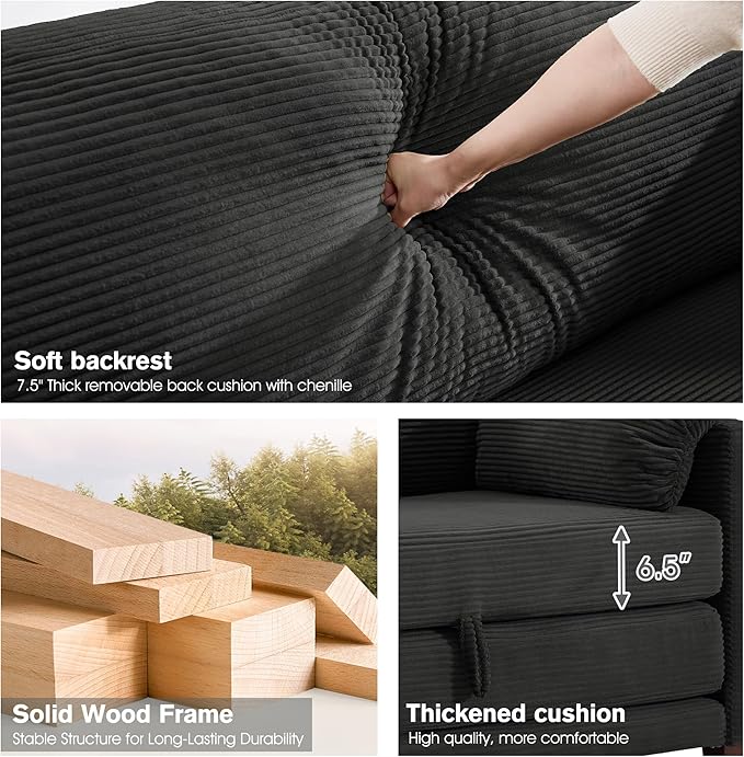 51" Loveseat Sleeper Sofa Bed, Corduroy Convertible Floor Sofa Bed - Image 5