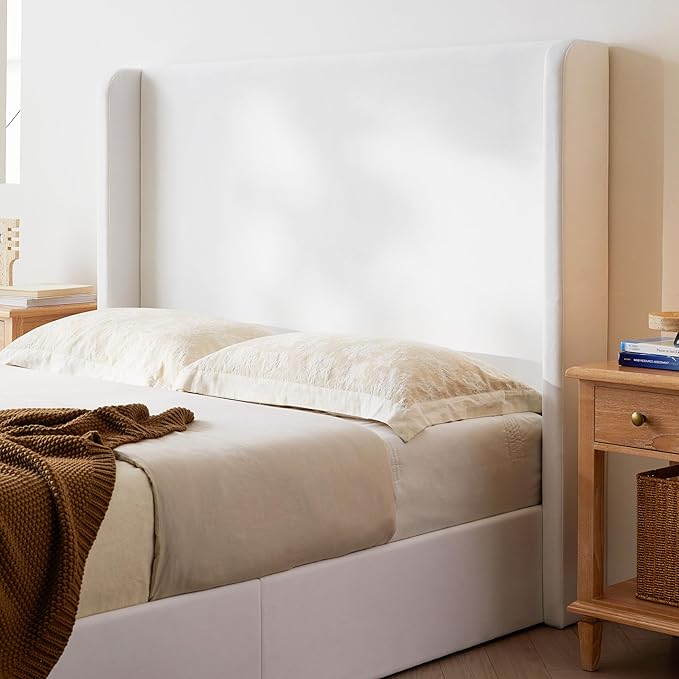 King Size Upholstered Bed Frame, 52.3" High Headboard Carmen Wingback Bed Frames - Image 5