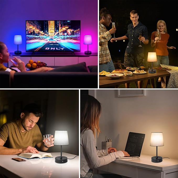 Ascher Small Bedside Table lamp, RGB Color Changing Lamps, 3 Color Temperatures - Image 8