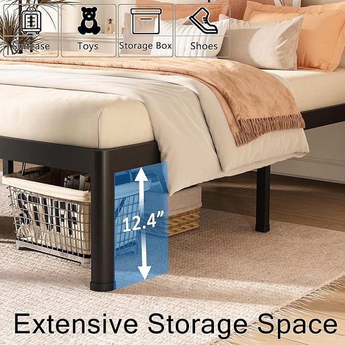 FUIOBYVV Queen Bed Frame with Round Corner Edge Legs, 14 Inch High 3500 lbs - Image 5