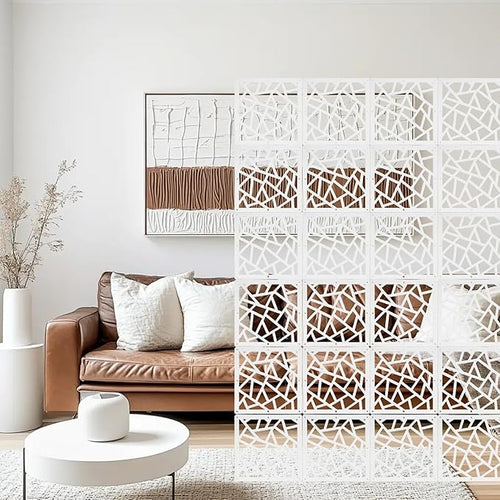 24 Pcs PVC Hanging Room Divider, Flower Carving Pattern Panels, Decorative Wall by Unknown