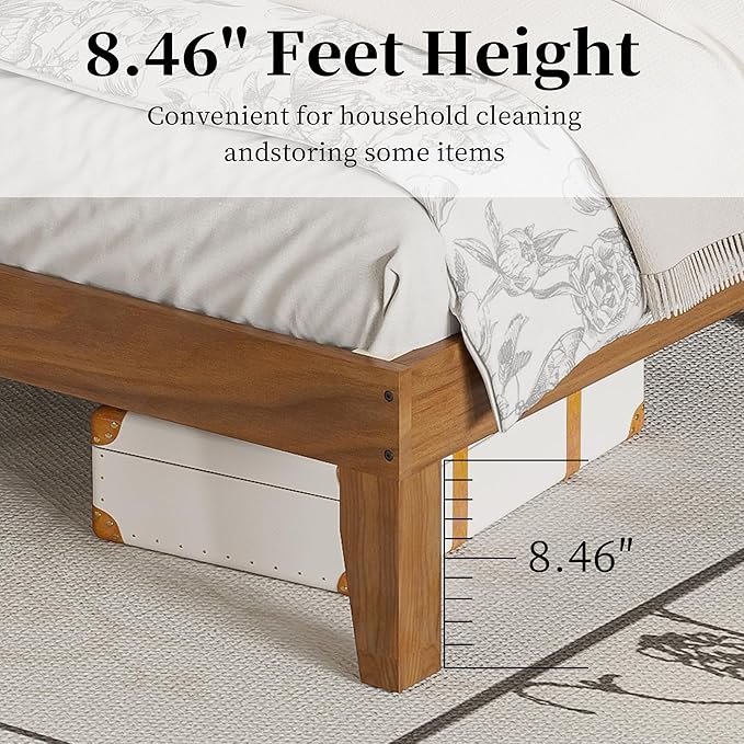 Queen Bed Frame with Storage Headboard 5 Arched Storage Compartments, 12.4 Inch - Image 4