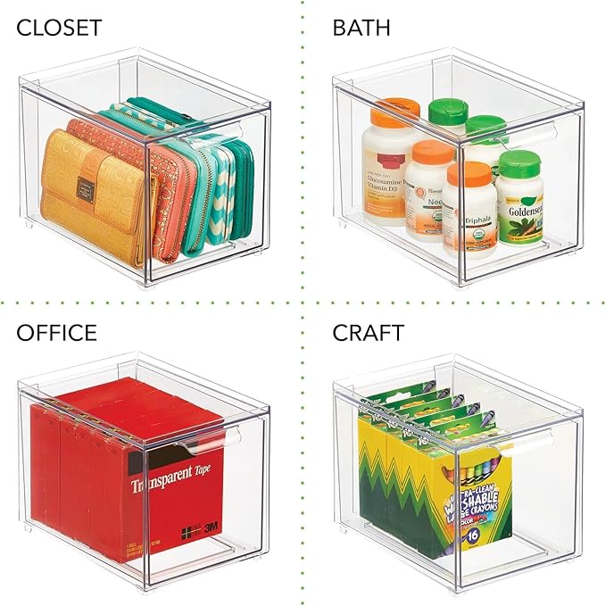 mDesign Shoe Storage Box with Drawer – Sturdy Plastic Storage Box - Image 7