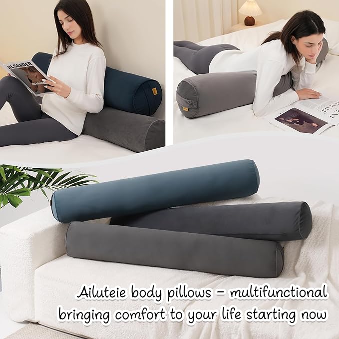 Long Pillow for Bed – Round Bolster Pillow for Adults, Body Pillow for Sleeping - Image 7