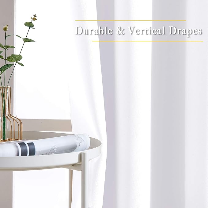 NICETOWN White Curtains for Living Room, Grommet 50% Blackout Thermal Insulated - Image 5