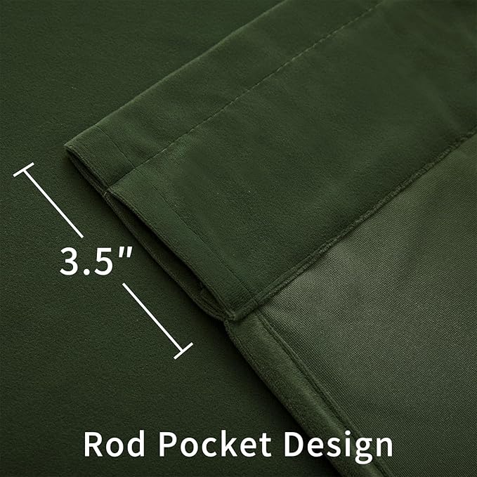 Joydeco Olive Green Velvet Curtains 102 inch Length 2 Panels, Luxury Blackout - Image 3