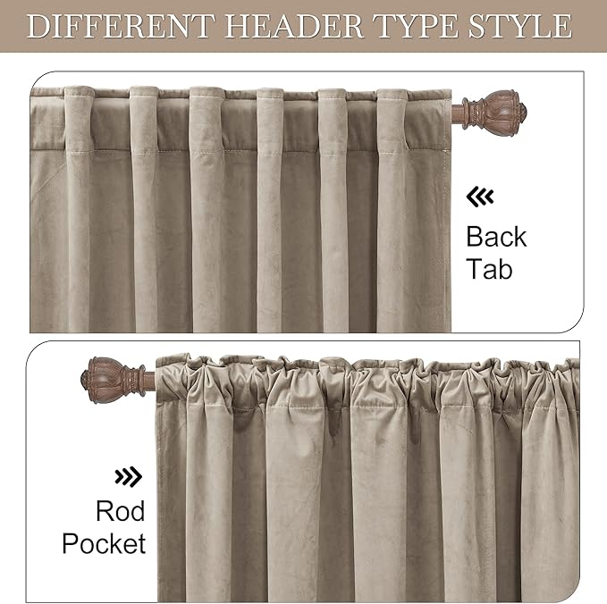 RYB Home Farmhouse Curtains Elegant Velvet, Room Darkening Privacy Shades as - Image 3