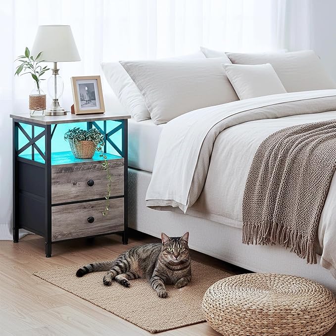 AMHANCIBLE Night Stand Set 2, LED Nightstand - Image 2