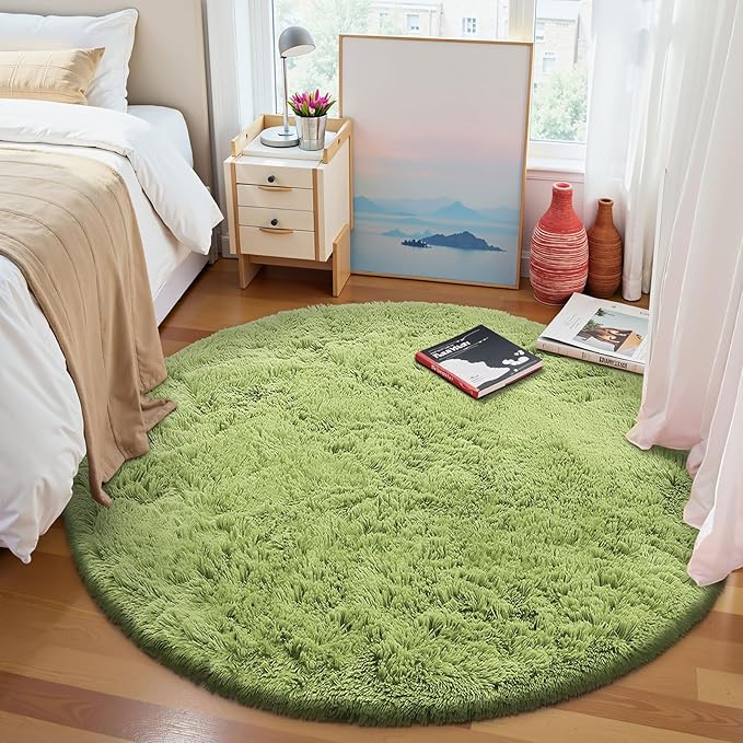 OLANLY Grass Green Round Rugs for Bedroom - Image 8