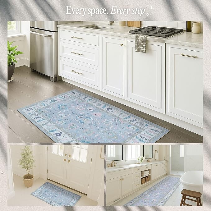 Fame Rugs Lavender Modern Oushak Rug 3x5, Washable Vintage Turkish Colorful - Image 5
