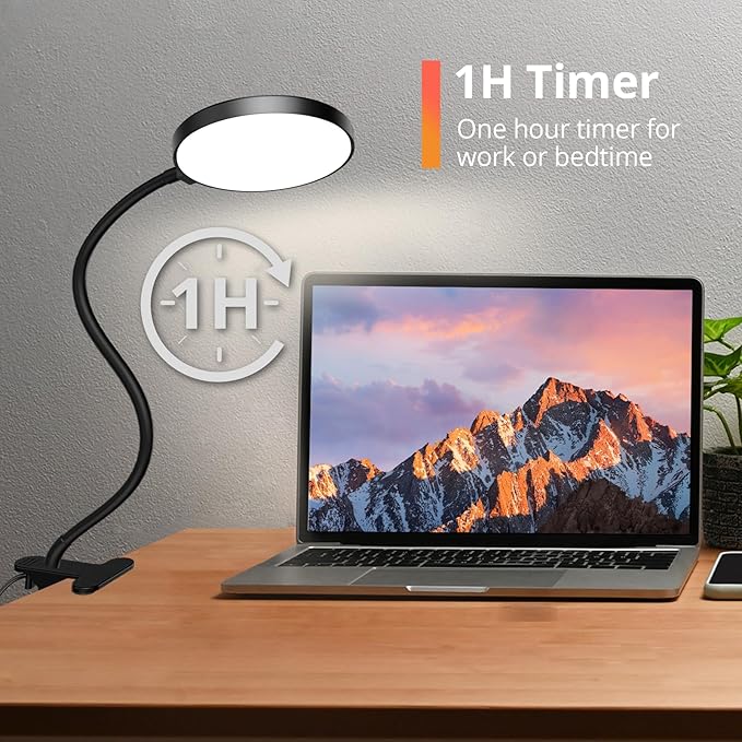 Reading Light with Remote, LED Desk Lamp Clip on RA>95 Dimmable Flexible - Image 4