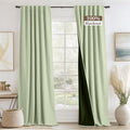 RYB HOME Sage Green Velvet Chenille Curtains 84 Inches by RYBHOME
