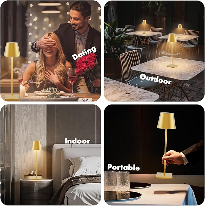 2-Pack LED Cordless Table Lamp 3W 5500mAh Rechargeable Battery Operated - Image 5