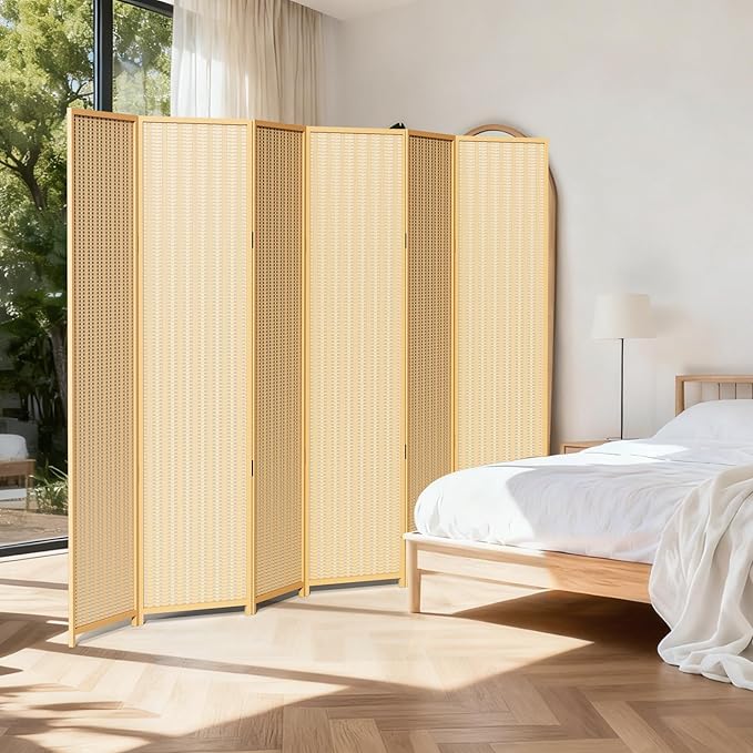 6 Panel Room Divider and Folding Screen, Bamboo Room Divider - Image 8
